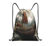 PAQOLSMCKR Drawstring Backpack Sackpack Foldable Old Viking Boat_78819509 Backpack String Bag Sports Gym Bag for Women Men