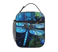 PAQOLSMCKR Lunch Bag for Women Men Portable Insulated Lunch Box Art Blue Dragonfly Lunchbox Reusable Tote Bags for Work Picnic