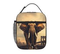 PAQOLSMCKR Lunch Bag for Women Men Portable Insulated Lunch Box Elephant On A Bridge Lunchbox Reusable Tote Bags for Work Picnic