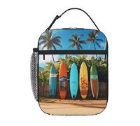 PAQOLSMCKR Lunch Bag for Women Men Portable Insulated Lunch Box Surf's up Surfboard Lunchbox Reusable Tote Bags for Work Picnic