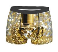 PAQOLSMCKR Men's Boxer Briefs Stretch Boxer Briefs for Men Gold Sequin Sparkle Underwear Boxers Moisture Wicking Trunk