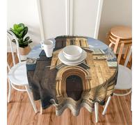 PAQOLSMCKR Round Tablecloth 152cm Waterproof Spill-Proof Table Cloth Armenian Church Tablecloths Wrinkle Free Decorative Farmhouse Table Covers for Dining Party Wedding