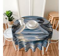 PAQOLSMCKR Round Tablecloth 152cm Waterproof Spill-Proof Table Cloth Loon Birds Tablecloths Wrinkle Free Decorative Farmhouse Table Covers for Dining Party Wedding