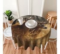 PAQOLSMCKR Round Tablecloth 152cm Waterproof Spill-Proof Table Cloth Nature wild Animal Deers Tablecloths Wrinkle Free Decorative Farmhouse Table Covers for Dining Party Wedding