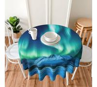 PAQOLSMCKR Round Tablecloth 152cm Waterproof Spill-Proof Table Cloth Northern Lights Tablecloths Wrinkle Free Decorative Farmhouse Table Covers for Dining Party Wedding