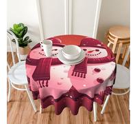 PAQOLSMCKR Round Tablecloth 152cm Waterproof Spill-Proof Table Cloth Two Snowmen Together Tablecloths Wrinkle Free Decorative Farmhouse Table Covers for Dining Party Wedding