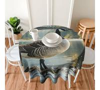 PAQOLSMCKR Round Tablecloth 152cm Waterproof Spill-Proof Table Cloth Wild Goose by the Bridge Tablecloths Wrinkle Free Decorative Farmhouse Table Covers for Dining Party Wedding