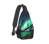 PAQOLSMCKR Sling Bag Crossbody Backpack for Men Women Aurora Borealis Chest Bag Crossbody Bag for Travel Sport Running