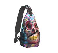 PAQOLSMCKR Sling Bag Crossbody Backpack for Men Women Sugar Skulls Chest Bag Crossbody Bag for Travel Sport Running