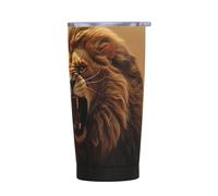 PAQOLSMCKR Stainless Steel Tumbler with Lid 20 Oz acuum Insulated Tumbler Angry Roaring Lion Coffee Mug for Travel Reusable Car Cup Double Wall Insulated Cup for Coffee