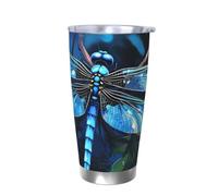 PAQOLSMCKR Stainless Steel Tumbler with Lid 20 Oz acuum Insulated Tumbler Art Blue Dragonfly Coffee Mug for Travel Reusable Car Cup Double Wall Insulated Cup for Coffee