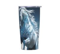 PAQOLSMCKR Stainless Steel Tumbler with Lid 20 Oz acuum Insulated Tumbler Blue Ice Horse Coffee Mug for Travel Reusable Car Cup Double Wall Insulated Cup for Coffee