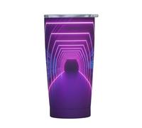 PAQOLSMCKR Stainless Steel Tumbler with Lid 20 Oz acuum Insulated Tumbler Neon Lights Tunnel Coffee Mug for Travel Reusable Car Cup Double Wall Insulated Cup for Coffee