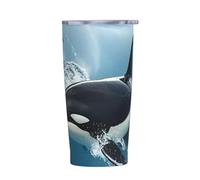 PAQOLSMCKR Stainless Steel Tumbler with Lid 20 Oz acuum Insulated Tumbler Orca Killer Whale Coffee Mug for Travel Reusable Car Cup Double Wall Insulated Cup for Coffee