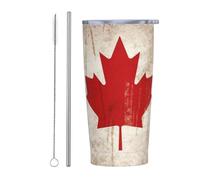 PAQOLSMCKR Stainless Steel Tumbler with Lid 20 Oz acuum Insulated Tumbler Retro Canada Flag Coffee Mug for Travel Reusable Car Cup Double Wall Insulated Cup for Coffee