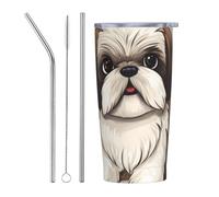 PAQOLSMCKR Stainless Steel Tumbler with Lid 20 Oz acuum Insulated Tumbler Shih Tzu Dog Coffee Mug for Travel Reusable Car Cup Double Wall Insulated Cup for Coffee