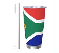 PAQOLSMCKR Stainless Steel Tumbler with Lid 20 Oz acuum Insulated Tumbler South Africa Flag Coffee Mug for Travel Reusable Car Cup Double Wall Insulated Cup for Coffee