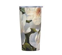 PAQOLSMCKR Stainless Steel Tumbler with Lid 20 Oz acuum Insulated Tumbler White Peony Coffee Mug for Travel Reusable Car Cup Double Wall Insulated Cup for Coffee