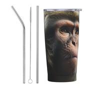 PAQOLSMCKR Stainless Steel Tumbler with Lid 20 Oz Vacuum Insulated Tumbler Monkey Coffee Mug for Travel Reusable Car Cup Double Wall Insulated Cup for Coffee