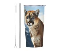 PAQOLSMCKR Stainless Steel Tumbler with Lid 20 Oz Vacuum Insulated Tumbler Panther Mountain Lion Coffee Mug for Travel Reusable Car Cup Double Wall Insulated Cup for Coffee