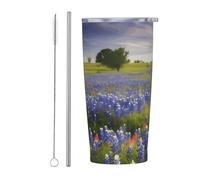 PAQOLSMCKR Stainless Steel Tumbler with Lid 20 Oz Vacuum Insulated Tumbler Texas Bluebonnets Scenery Coffee Mug for Travel Reusable Car Cup Double Wall Insulated Cup for Coffee