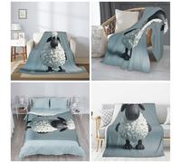 PAQOLSMCKR Throw Blanket 40"x30" Bed Blanket Cartoon Black White Sheep Flannel Blankets for Sofa Reversible Plush Rug Soft Cozy Throw Blankets for Couch Camping All Seasons