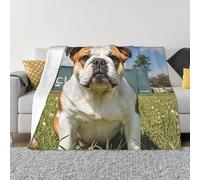 PAQOLSMCKR Throw Blanket 40"x30" Bed Blanket Funny English Bulldog Flannel Blankets for Sofa Reversible Plush Blanket Soft Cozy Throw Blankets for Couch Camping All Seasons