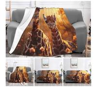 PAQOLSMCKR Throw Blanket 40"x30" Bed Blanket Giraffe and Newborn Blankets for Sofa Reversible Plush Soft Cozy Throw Blankets for Couch Camping All Seasons