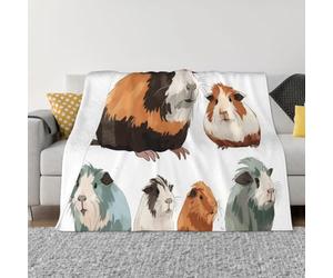 PAQOLSMCKR Throw Blanket 40"x30" Bed Blanket Guinea Pig Illustration Flannel Blankets for Sofa Reversible Plush Blanket Soft Cozy Throw Blankets for Couch Camping All Seasons