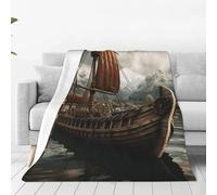 PAQOLSMCKR Throw Blanket 40"x30" Bed Blanket Old Viking Boat_78819509 Flannel Blankets for Sofa Reversible Plush Blanket Soft Cozy Throw Blankets for Couch Camping All Seasons