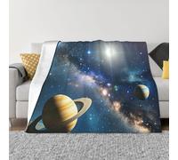PAQOLSMCKR Throw Blanket 40"x30" Bed Blanket Planets Stars and Milky Way Galaxy Flannel Blankets for Sofa Reversible Plush Blanket Soft Cozy Throw Blankets for Couch Camping All Seasons