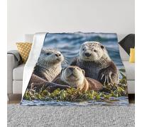 PAQOLSMCKR Throw Blanket 40"x30" Bed Blanket Sea Otters Flannel Blankets for Sofa Reversible Plush Blanket Soft Cozy Throw Blankets for Couch Camping All Seasons