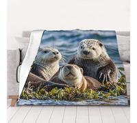 PAQOLSMCKR Throw Blanket 40"x30" Bed Blanket Sea Otters Flannel Blankets for Sofa Reversible Plush Blanket Soft Cozy Throw Blankets for Couch Camping All Seasons