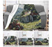 PAQOLSMCKR Throw Blanket 50"x40" Bed Blanket Company Farm Tractor Blankets for Sofa Reversible Plush Soft Cozy Throw Blankets for Couch Camping All Seasons