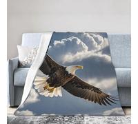 PAQOLSMCKR Throw Blanket 50"x40" Bed Blanket eagle flies in the sky Flannel Blankets for Sofa Reversible Plush Blanket Soft Cozy Throw Blankets for Couch Camping All Seasons