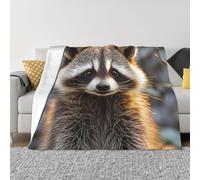 PAQOLSMCKR Throw Blanket 50"x40" Bed Blanket Funny raccoon Flannel Blankets for Sofa Reversible Plush Blanket Soft Cozy Throw Blankets for Couch Camping All Seasons