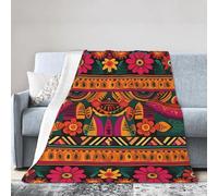 PAQOLSMCKR Throw Blanket 50"x40" Bed Blanket Mexican Folk Art Boho Flannel Blankets for Sofa Reversible Plush Blanket Soft Cozy Throw Blankets for Couch Camping All Seasons