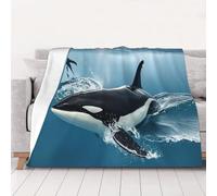 PAQOLSMCKR Throw Blanket 50"x40" Bed Blanket Orca Killer Whale Flannel Blankets for Sofa Reversible Plush Blanket Soft Cozy Throw Blankets for Couch Camping All Seasons