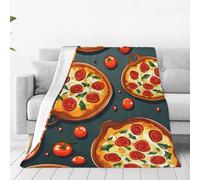 PAQOLSMCKR Throw Blanket 50"x40" Bed Blanket Pizza Food Flannel Blankets for Sofa Reversible Plush Blanket Soft Cozy Throw Blankets for Couch Camping All Seasons