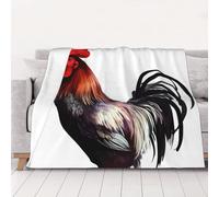 PAQOLSMCKR Throw Blanket 50"x40" Bed Blanket Rooster Flannel Blankets for Sofa Reversible Plush Blanket Soft Cozy Throw Blankets for Couch Camping All Seasons