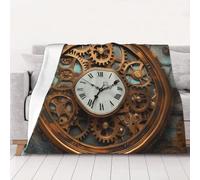 PAQOLSMCKR Throw Blanket 50"x40" Bed Blanket Rusty Steampunk Clock Flannel Blankets for Sofa Reversible Plush Blanket Soft Cozy Throw Blankets for Couch Camping All Seasons