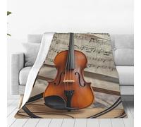 PAQOLSMCKR Throw Blanket 50"x40" Bed Blanket Violin Sheet Music Flannel Blankets for Sofa Reversible Plush Blanket Soft Cozy Throw Blankets for Couch Camping All Seasons