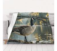 PAQOLSMCKR Throw Blanket 50"x40" Bed Blanket Wild Goose by the Bridge Flannel Blankets for Sofa Reversible Plush Blanket Soft Cozy Throw Blankets for Couch Camping All Seasons