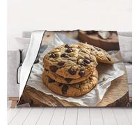 PAQOLSMCKR Throw Blanket 60"x50" Bed Blanket Chocolate Chip Cookies Flannel Blankets for Sofa Reversible Plush Blanket Soft Cozy Throw Blankets for Couch Camping All Seasons