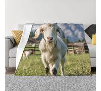PAQOLSMCKR Throw Blanket 60"x50" Bed Blanket Farm Animal Goat Flannel Blankets for Sofa Reversible Plush Blanket Soft Cozy Throw Blankets for Couch Camping All Seasons