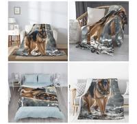 PAQOLSMCKR Throw Blanket 60"x50" Bed Blanket German Shepherd Dog Flannel Blankets for Sofa Reversible Plush Rug Soft Cozy Throw Blankets for Couch Camping All Seasons