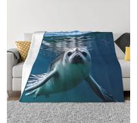 PAQOLSMCKR Throw Blanket 60"x50" Bed Blanket Harp Seal Wallpaper Flannel Blankets for Sofa Reversible Plush Blanket Soft Cozy Throw Blankets for Couch Camping All Seasons
