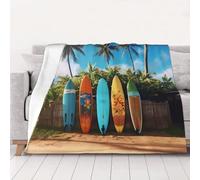 PAQOLSMCKR Throw Blanket 60"x50" Bed Blanket Surf's up Surfboard Flannel Blankets for Sofa Reversible Plush Blanket Soft Cozy Throw Blankets for Couch Camping All Seasons