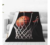 PAQOLSMCKR Throw Blanket 80"x60" Bed Blanket Basketball Flannel Blankets for Sofa Reversible Plush Blanket Soft Cozy Throw Blankets for Couch Camping All Seasons
