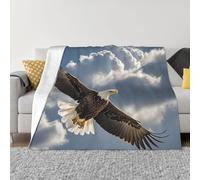 PAQOLSMCKR Throw Blanket 80"x60" Bed Blanket eagle flies in the sky Flannel Blankets for Sofa Reversible Plush Blanket Soft Cozy Throw Blankets for Couch Camping All Seasons